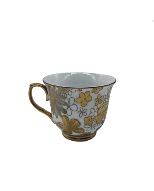 Gold Flower Porcelain Tea Cup,Coffee Cup With Gold Rim