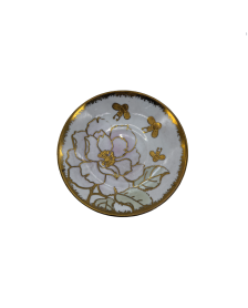 Pink Flower Porcelain Saucer With Gold Rim,Plate For TeaCups