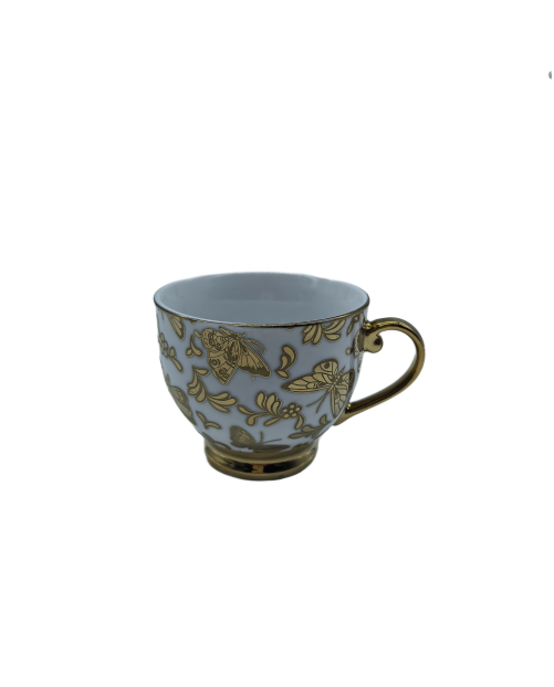 Gold Butterfly Porcelain Tea Cup,Coffee Cup With Gold Rim