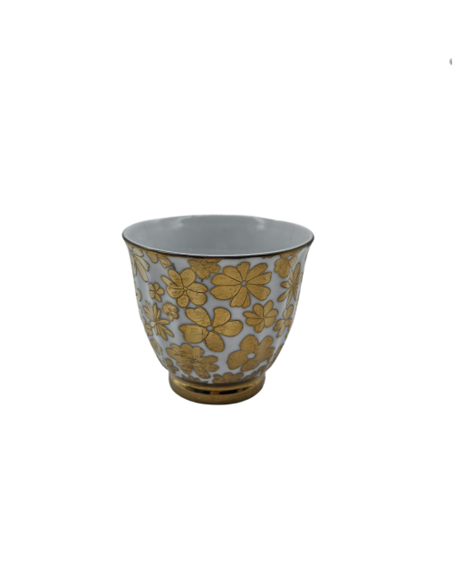 Gold Daisy Porcelain Tea Cup,Coffee Cup With Gold Rim