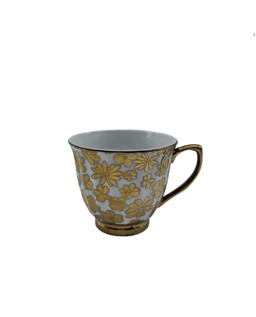 Gold Daisy Porcelain Tea Cup,Coffee Cup With Gold Rim