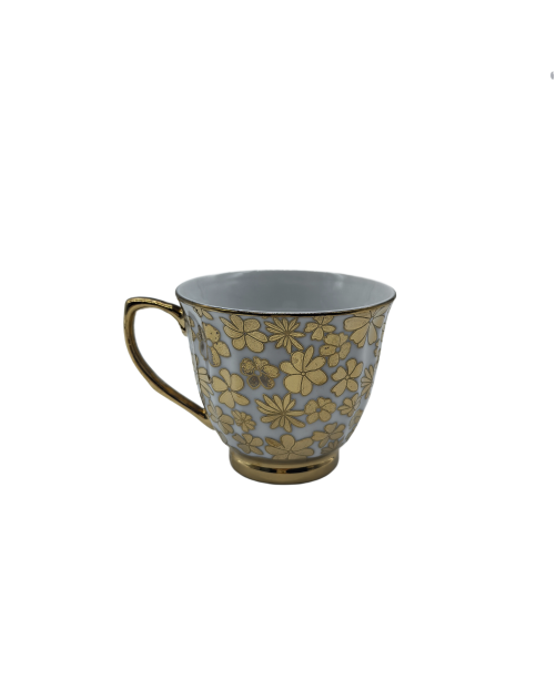 Gold Daisy Porcelain Tea Cup,Coffee Cup With Gold Rim