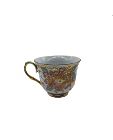 Peony Porcelain Tea Cup,Coffee Cup With Gold Rim