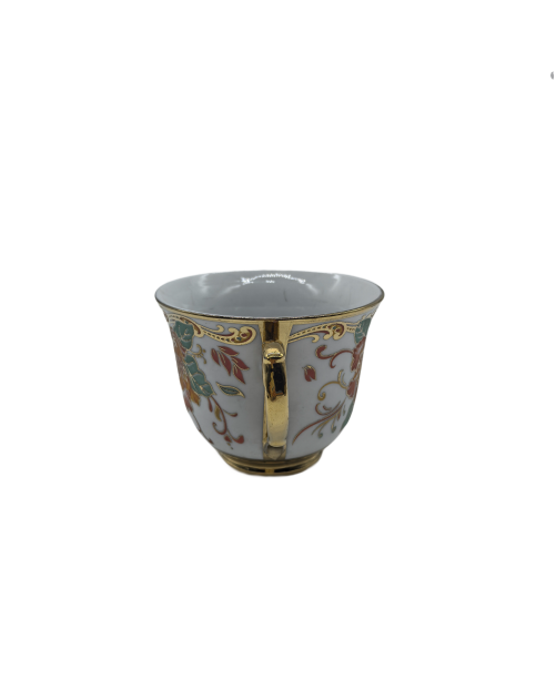 Peony Porcelain Tea Cup,Coffee Cup With Gold Rim