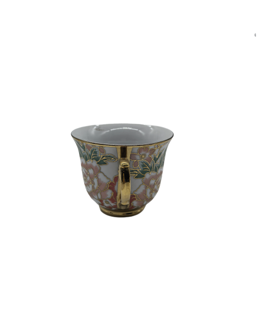 Peony Porcelain Tea Cup,Coffee Cup With Gold Rim