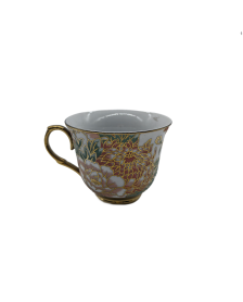Peony Porcelain Tea Cup,Coffee Cup With Gold Rim
