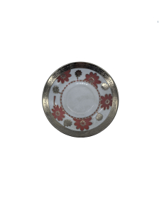 Red Flower Porcelain Saucer With Silver Rim,Plate For TeaCups