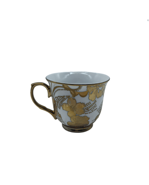 Gold Flora Porcelain Tea Cup,Coffee Cup With Gold Rim