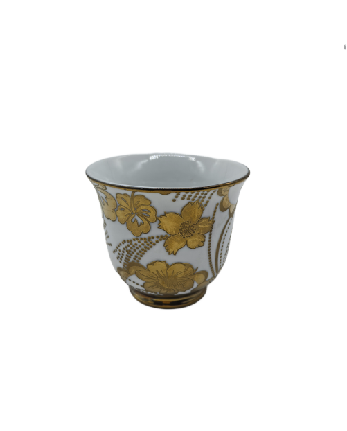 Gold Flora Porcelain Tea Cup,Coffee Cup With Gold Rim