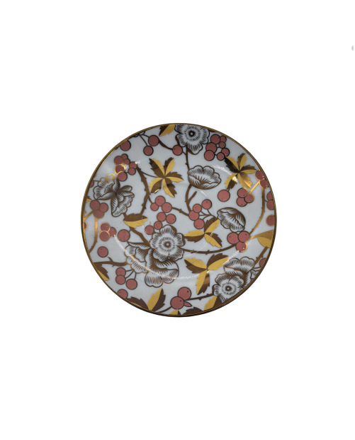 Flower And Fruit Porcelain Saucer With Gold Rim,Plate For TeaCups