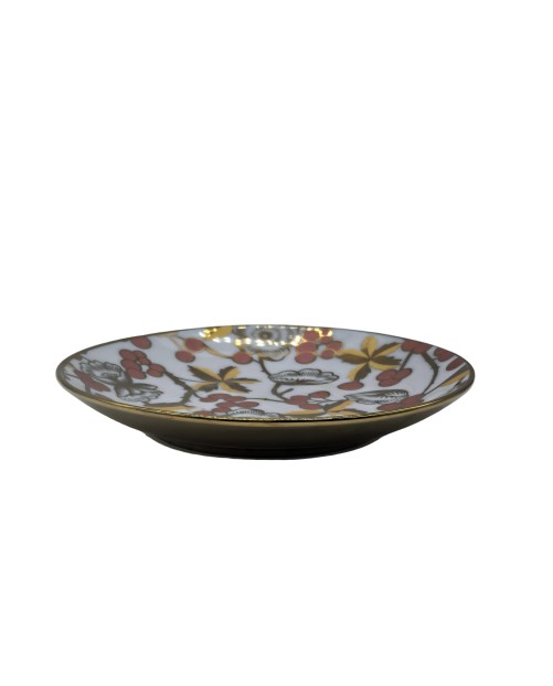 Flower And Fruit Porcelain Saucer With Gold Rim,Plate For TeaCups