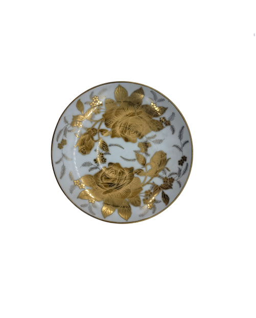 Gold Rose Porcelain Saucer With Gold Rim,Plate For TeaCups
