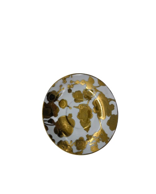 Gold Flora Porcelain Saucer With Gold Rim,Plate For TeaCups