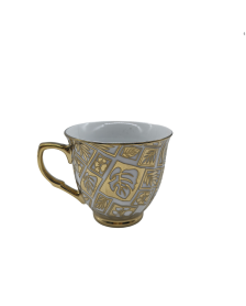 Tropical Leaf  Porcelain Tea Cup,Coffee Cup With Gold Rim