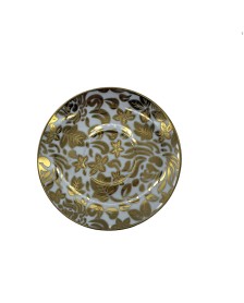 Gold Leaf Porcelain Saucer With Gold Rim,Plate For TeaCups