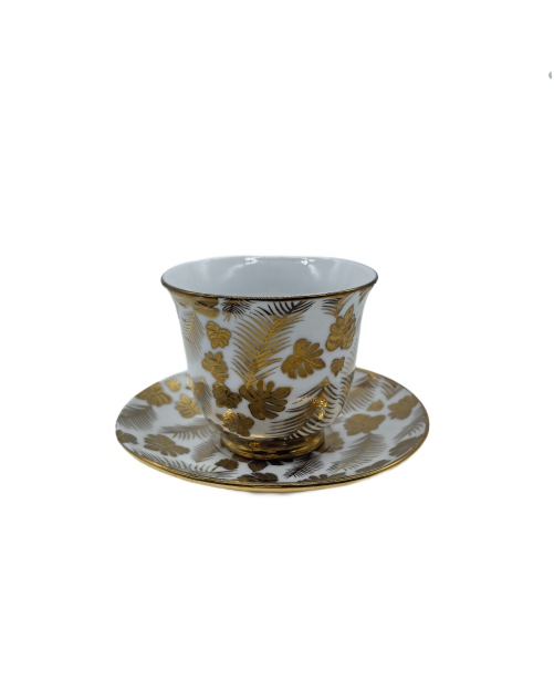 Gold Leaf Porcelain Tea Cup And Saucer Set,Coffee Cup With Gold Rim
