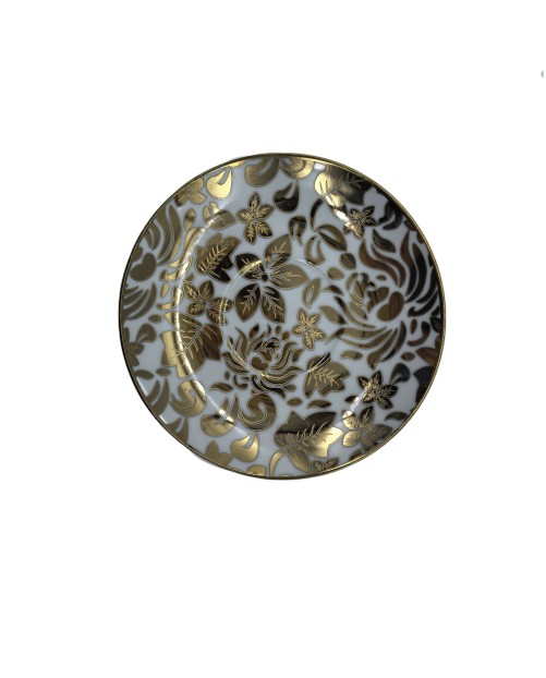 Gold Leaf Porcelain Saucer With Gold Rim,Plate For TeaCups