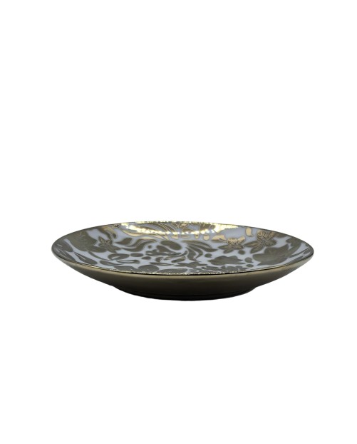 Gold Leaf Porcelain Saucer With Gold Rim,Plate For TeaCups