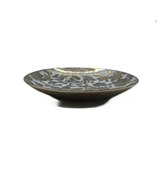 Gold Leaf Porcelain Saucer With Gold Rim,Plate For TeaCups