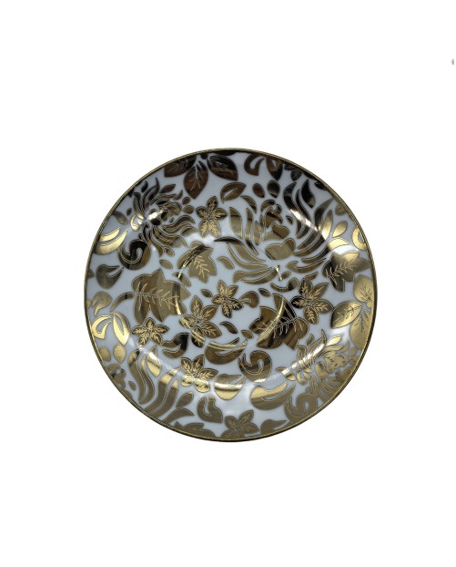 Gold Leaf Porcelain Saucer With Gold Rim,Plate For TeaCups