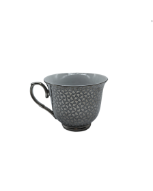 Triangle Pattern Porcelain Tea Cup,Coffee Cup With Silver Rim
