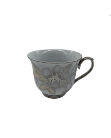 Silver Flower Porcelain Tea Cup,Coffee Cup With Silver Rim