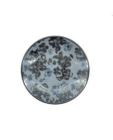 Silver Flower Porcelain Saucer With Silver Rim,Plate For TeaCups