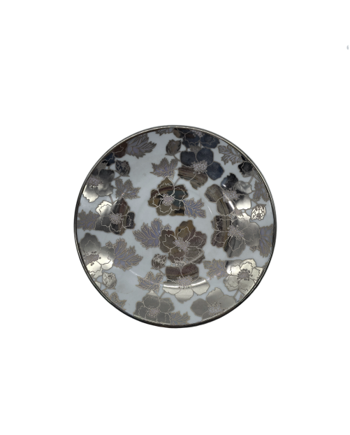 Silver Flower Porcelain Saucer With Silver Rim,Plate For TeaCups