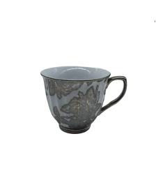 Silver Rose Porcelain Tea Cup,Coffee Cup With Silver Rim