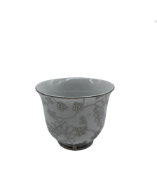 Silver Vine Porcelain Tea Cup,Coffee Cup With Silver Rim