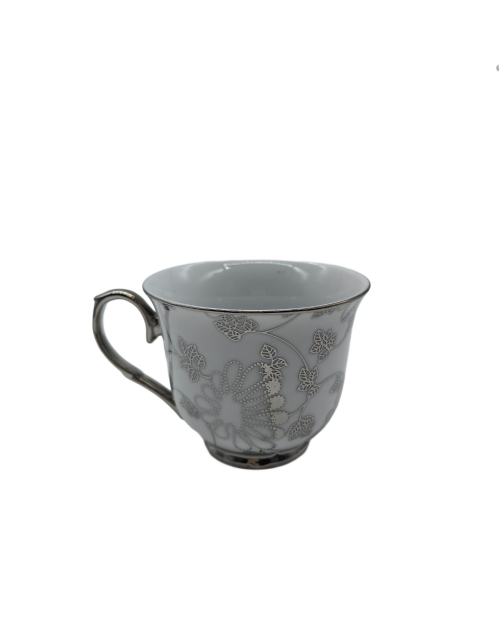 Silver Vine Porcelain Tea Cup,Coffee Cup With Silver Rim