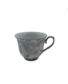 Silver Vine Porcelain Tea Cup,Coffee Cup With Silver Rim