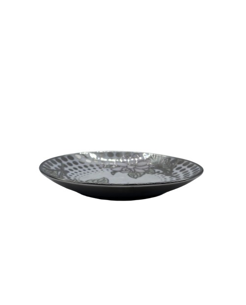 Vintage Flora Porcelain Saucer With Silver Rim,Plate For TeaCups