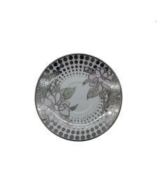 Vintage Flora Porcelain Saucer With Silver Rim,Plate For TeaCups