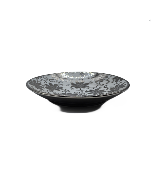 Silver Flower Porcelain Saucer With Silver Rim,Plate For TeaCups