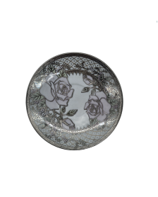 Rose Garden Porcelain Saucer With Silver Rim,Plate For TeaCups