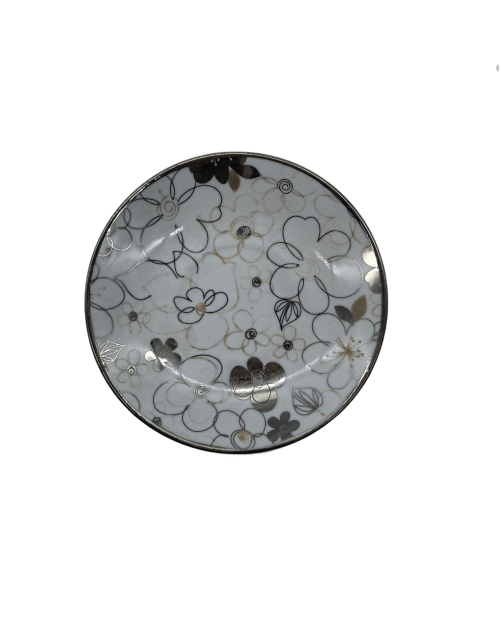 Hand-painted Flower Porcelain Saucer With Silver Rim,Plate For TeaCups