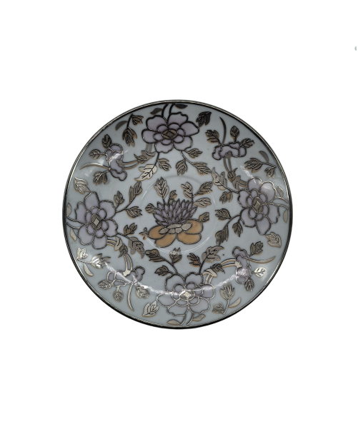 Lotus Porcelain Saucer With Silver Rim,Plate For TeaCups