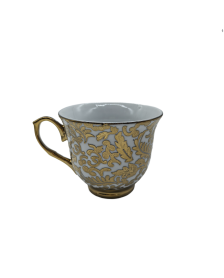 Court Style Porcelain Tea Cup With Leaf Pattern,Coffee Cup With Gold Rim
