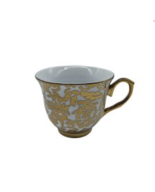 Court Style Porcelain Tea Cup With Leaf Pattern,Coffee Cup With Gold Rim