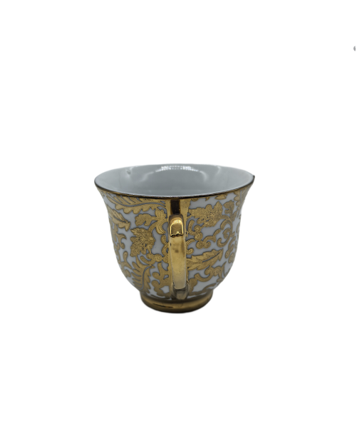 Court Style Porcelain Tea Cup With Leaf Pattern,Coffee Cup With Gold Rim