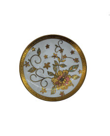 Yellow Flower Porcelain Saucer With Gold Rim,Plate For TeaCups