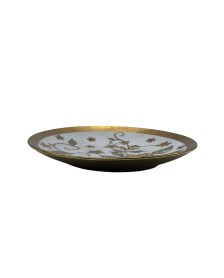 Yellow Flower Porcelain Saucer With Gold Rim,Plate For TeaCups