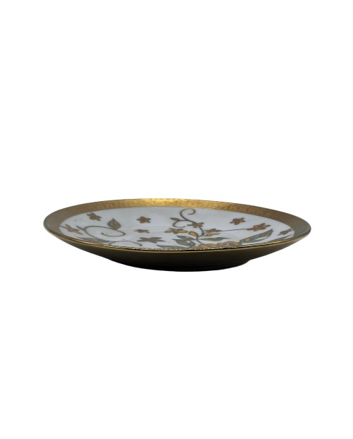 Yellow Flower Porcelain Saucer With Gold Rim,Plate For TeaCups