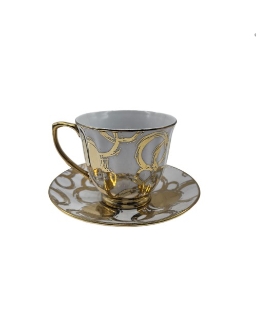Euro Style Porcelain Tea Cup And Saucer Set,Coffee Cup With Gold Rim