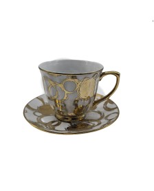 Euro Style Porcelain Tea Cup And Saucer Set,Coffee Cup With Gold Rim