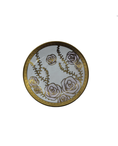 Pink Rose Porcelain Saucer With Gold Rim,Plate For TeaCups