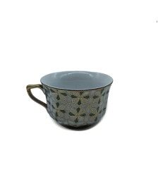 Geometric Pattern Porcelain Tea Cup,Coffee Cup With Gold Rim
