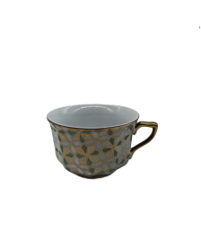 Geometric Pattern Porcelain Tea Cup,Coffee Cup With Gold Rim