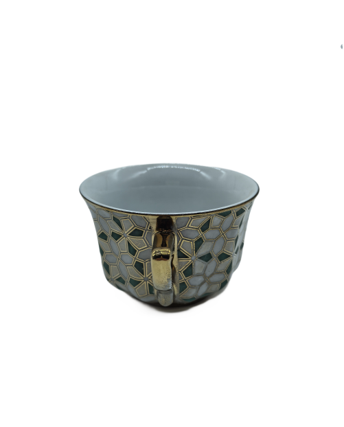 Geometric Pattern Porcelain Tea Cup,Coffee Cup With Gold Rim